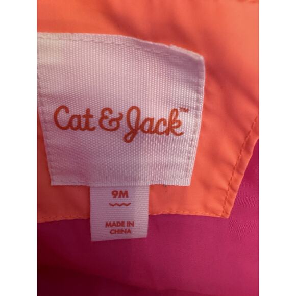 Cat & Jack Baby Girl Hot Pink One Piece Snowsuit Bunting Puffer Size 9 Months - Picture 5 of 6